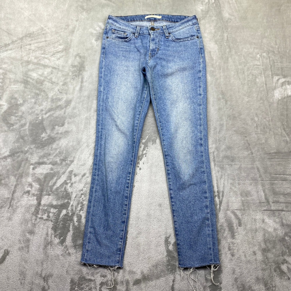 Levis 711 Skinny Jeans Womens 25 Medium Wash Raw Hem Mid Rise Grunge